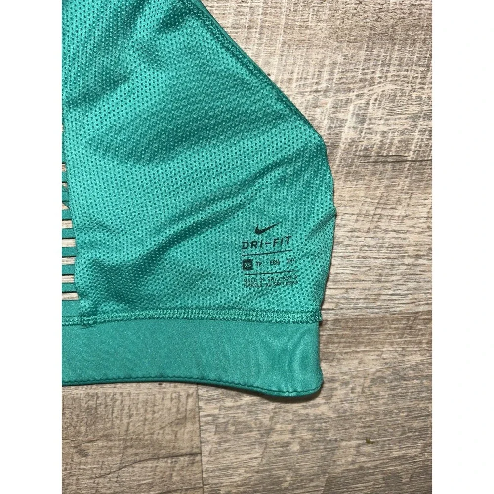 Nike Dri-FIT Indy Rainbow Ladder Sports Bra Green High Neck Light Support XS